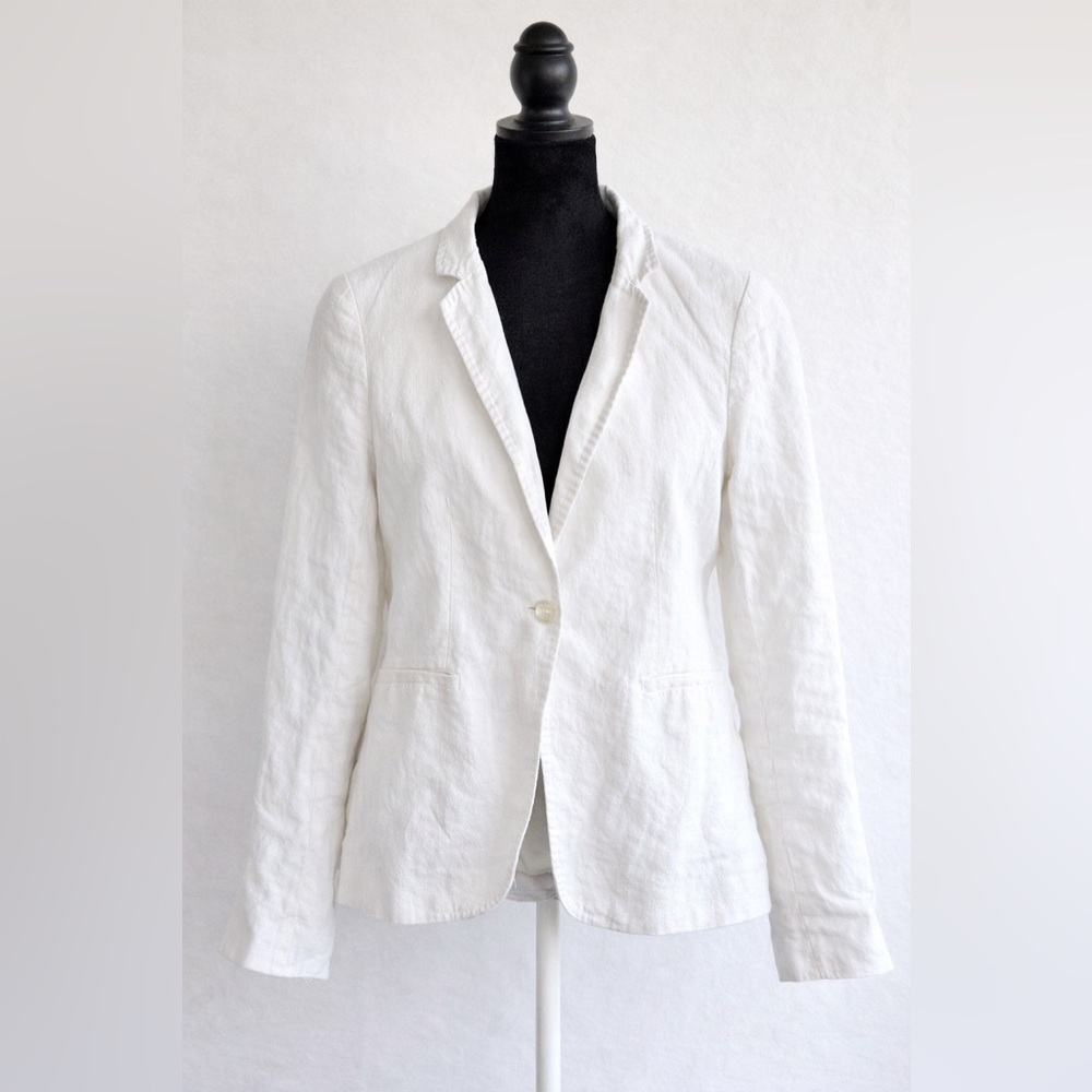 Massimo Dutti Womens EU 38 US 6 White Linen Blazer Classic Minimalist Old Many